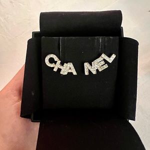 CHA NEL 2021 Chanel Costume Jewelry Crystal Stud Earrings